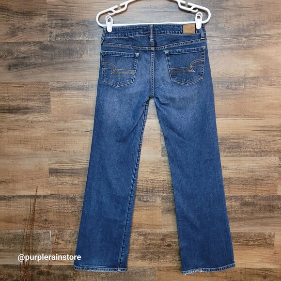 American Eagle Jeans 6 R Favorite Boyfriend Low Rise Medium Dark Wash Stretch - Picture 2 of 13